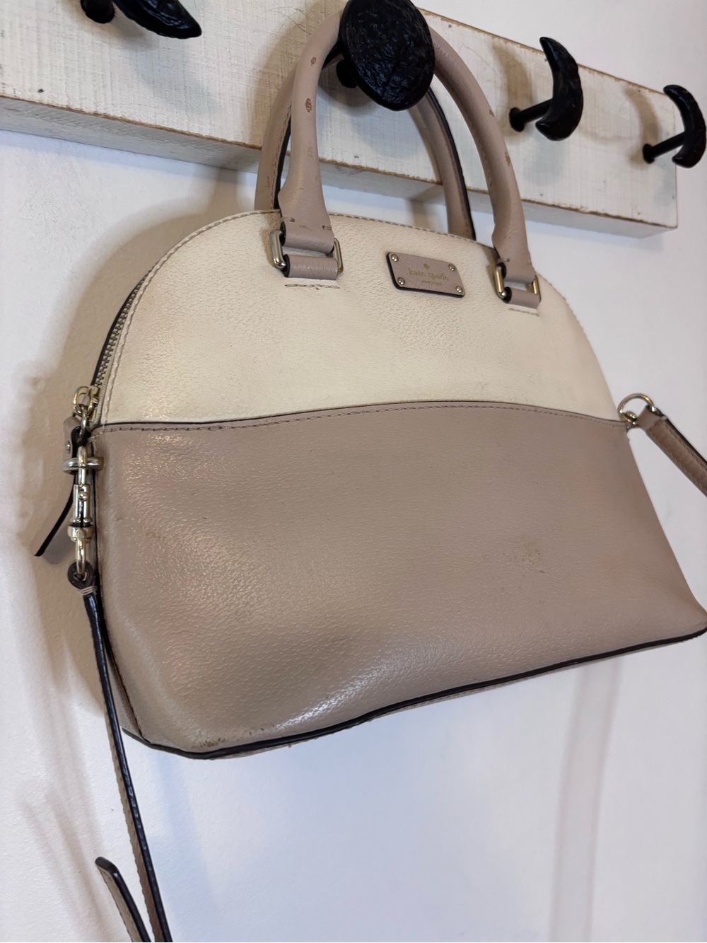 Kate Spade New York Grove Street Carli Taupe Dome Satchel Bag with Strap
